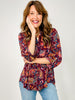 3/4 Sleeve Floral Print Lizzy Top in Wine