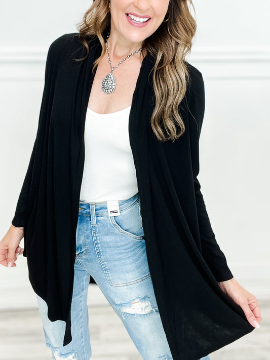 Long Sleeve Open Front Solid Knit Cardigan