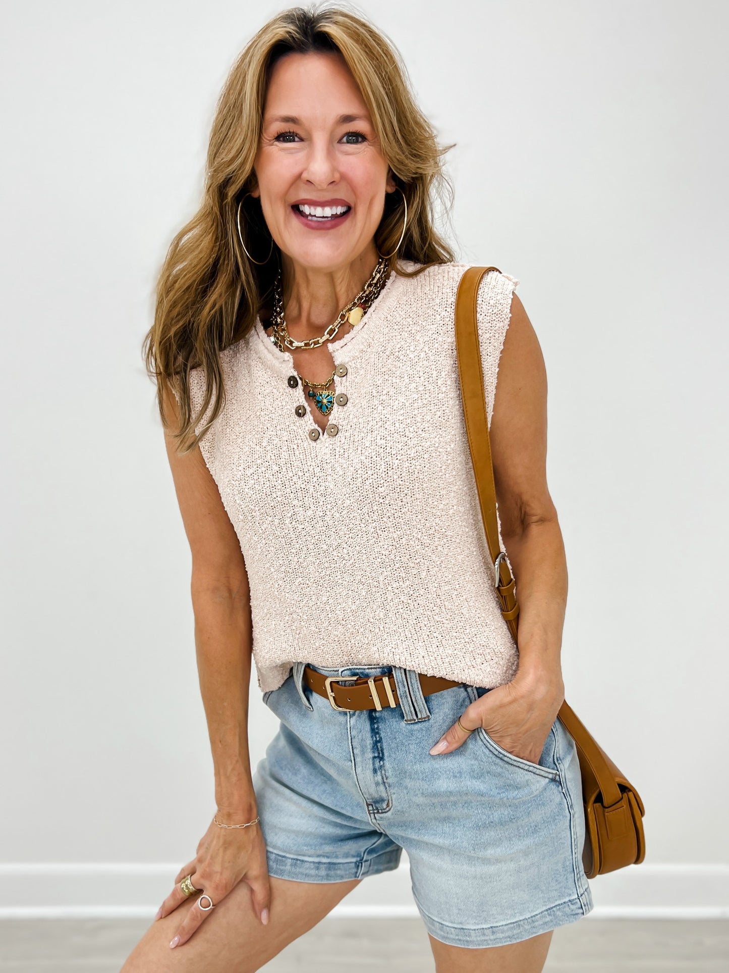 Maison Reverie Hand Feel Knit Sleeveless Top