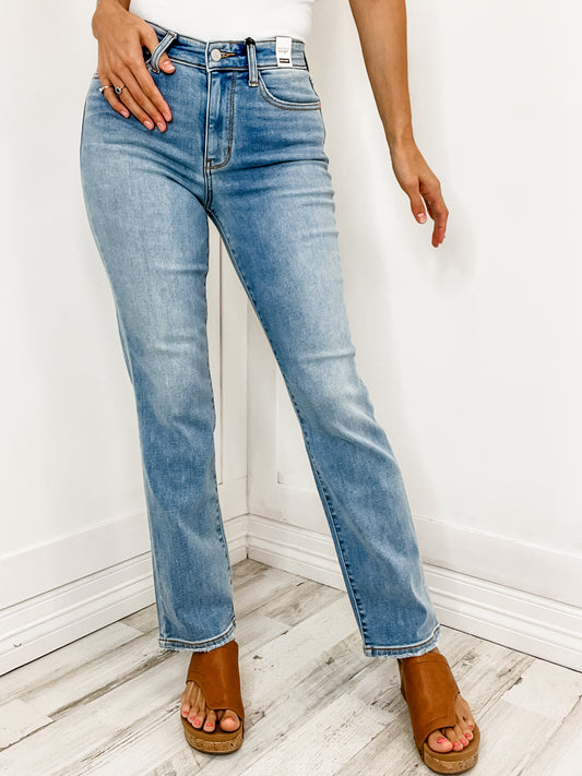 The Jenny High Waist Judy Blue Contrast Wash Thermal Straight Jean