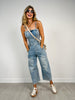 Washed Denim Sleeveless Strap Tube Top Jumpsuit