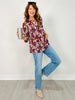 3/4 Sleeve Floral Print Lizzy Top in Wine