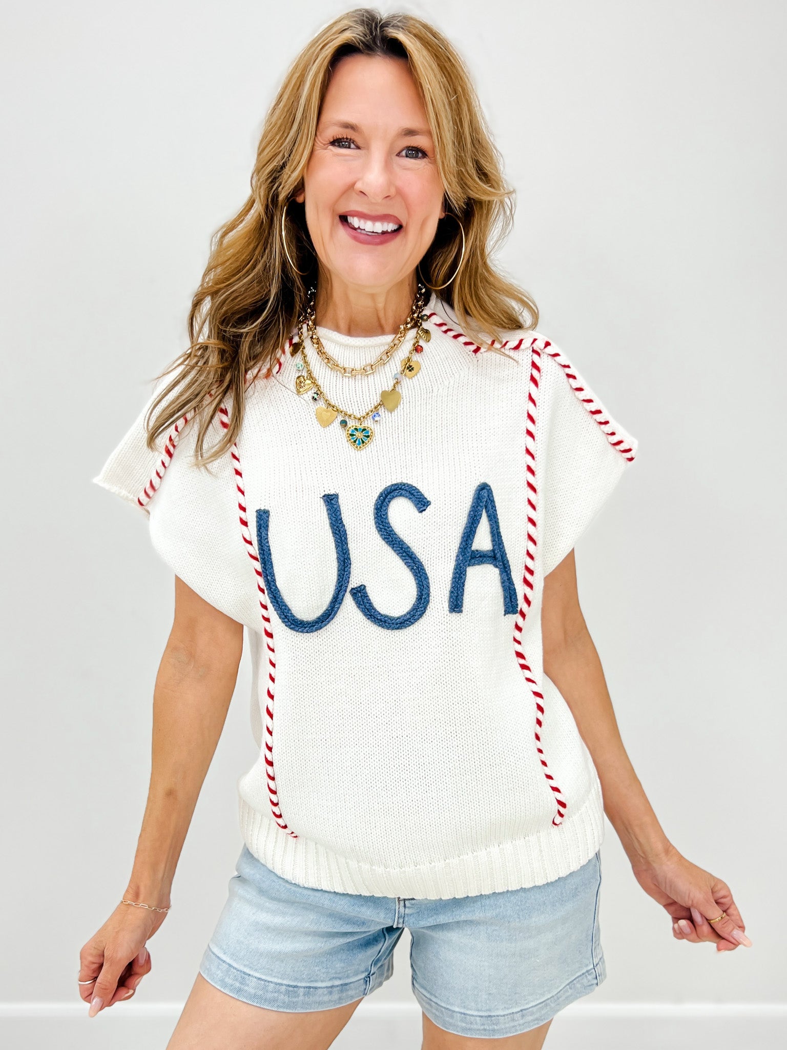 Timeless USA Letter Knit Top