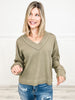 Easy Peasy Loose Fit Long Sleeve V-Neck Top