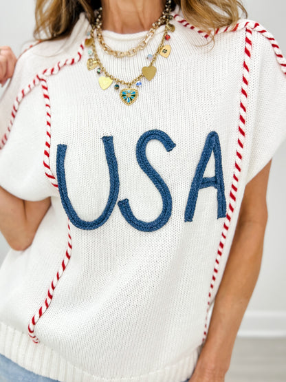 Timeless USA Letter Knit Top