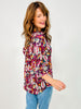 3/4 Sleeve Floral Print Lizzy Top in Wine