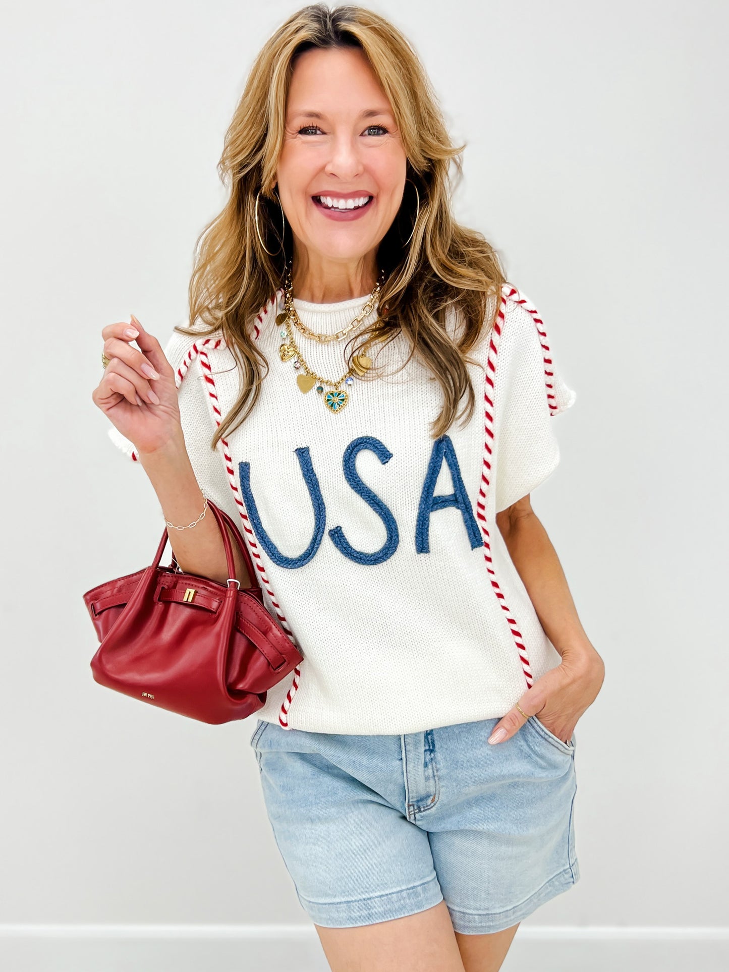 Timeless USA Letter Knit Top
