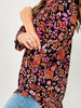 3/4 Sleeve Floral Print Lizzy Top in Black