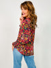 Long Smocked Sleeve Floral Print Lizzy Top in Eggplant