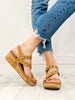 Corkys Revolve Wedge Sandals with Metal Stud Embellishments in Caramel