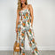Spaghetti Strap Floral Jumpsuit with Square Neckline