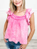 Ruffled Washed Knit Sleeveless Top