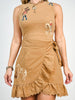 Western Embroidery Ruffle Hem Dress