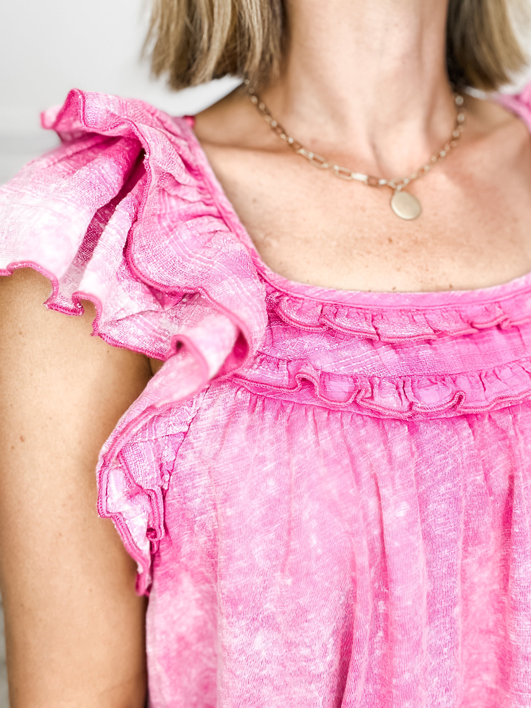 Ruffled Washed Knit Sleeveless Top