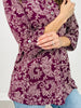 Classic 3/4 Sleeve Lizzy Top in Purple Floral