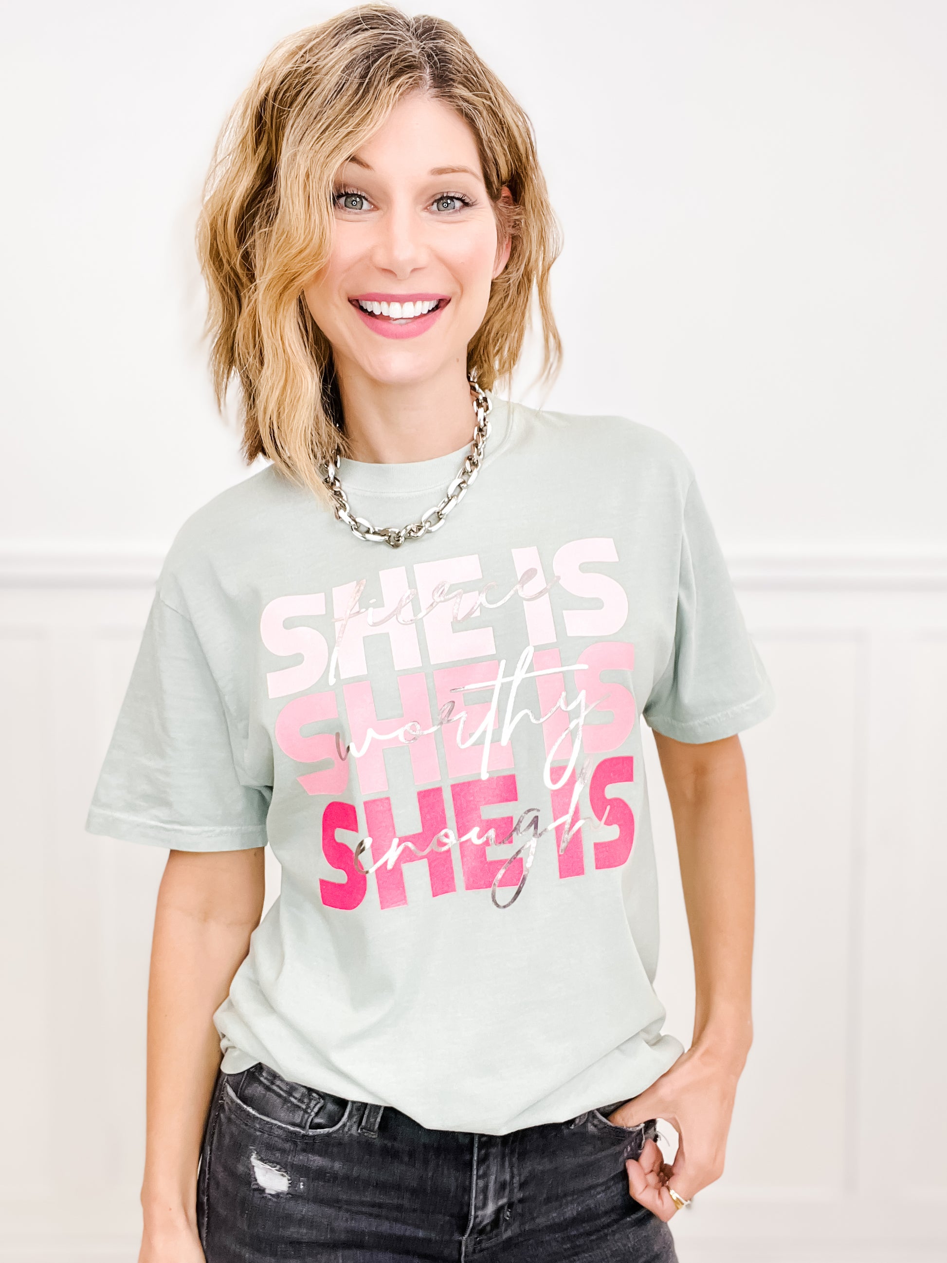 SHE IS Fierce, Worthy, Enough Graphic Tee