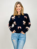 Bow Pattern Long Sleeve Knit Sweater
