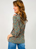 Classic 3/4 Sleeve Lizzy Top in Hunter Green Floral