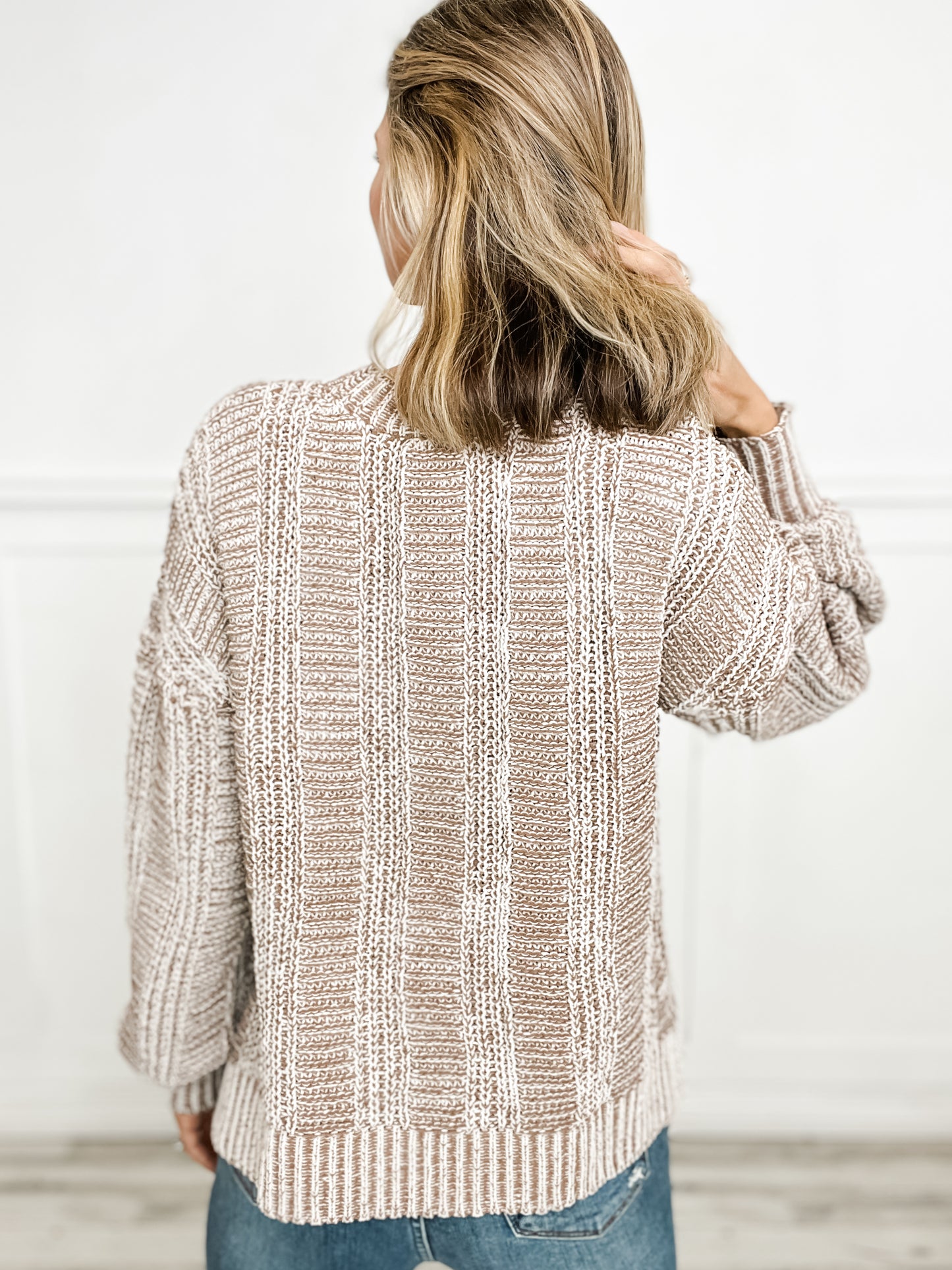 Two Tone Cozy Sweater Knit Top