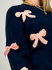 Bow Pattern Long Sleeve Knit Sweater