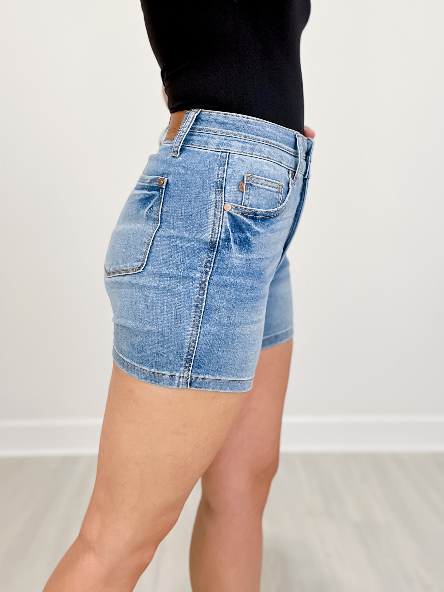 Judy Blue WILD CARD High Waist Tummy Control Double Waistband Jean Shorts