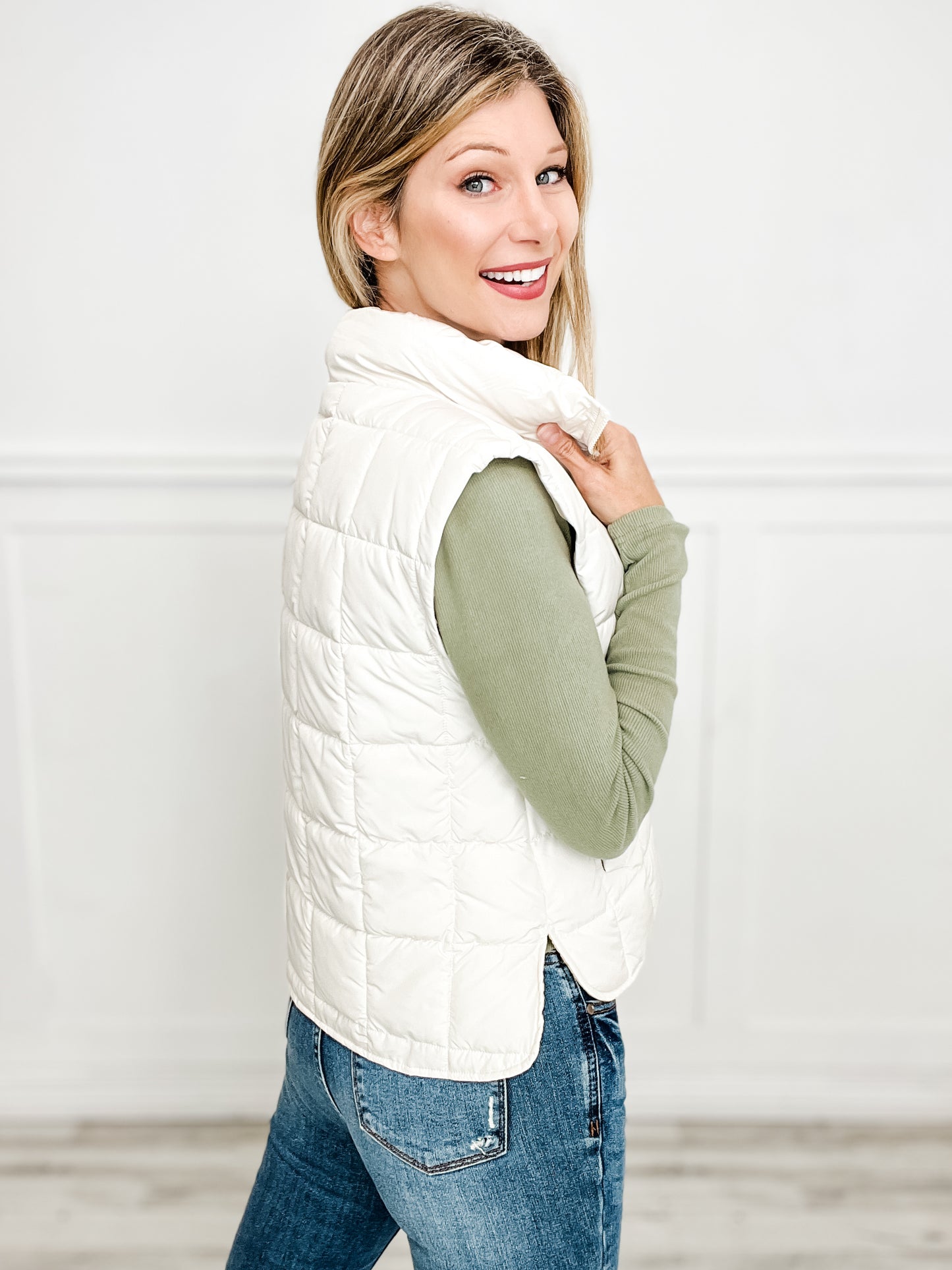 Solid Padded Zip-Up Puffer Vest