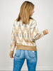Quarter Zip Oversized Collar Aztec Print Pullover Sweater