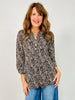 Classic 3/4 Sleeve Lizzy Top in Black Paisley