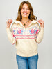 Quarter Zip Floral Print Pullover Sweater
