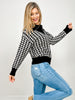 Quarter Zip Houndstooth Print Pullover Sweater