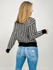 Quarter Zip Houndstooth Print Pullover Sweater