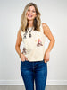 Western Motif Embroidered Sleeveless Top