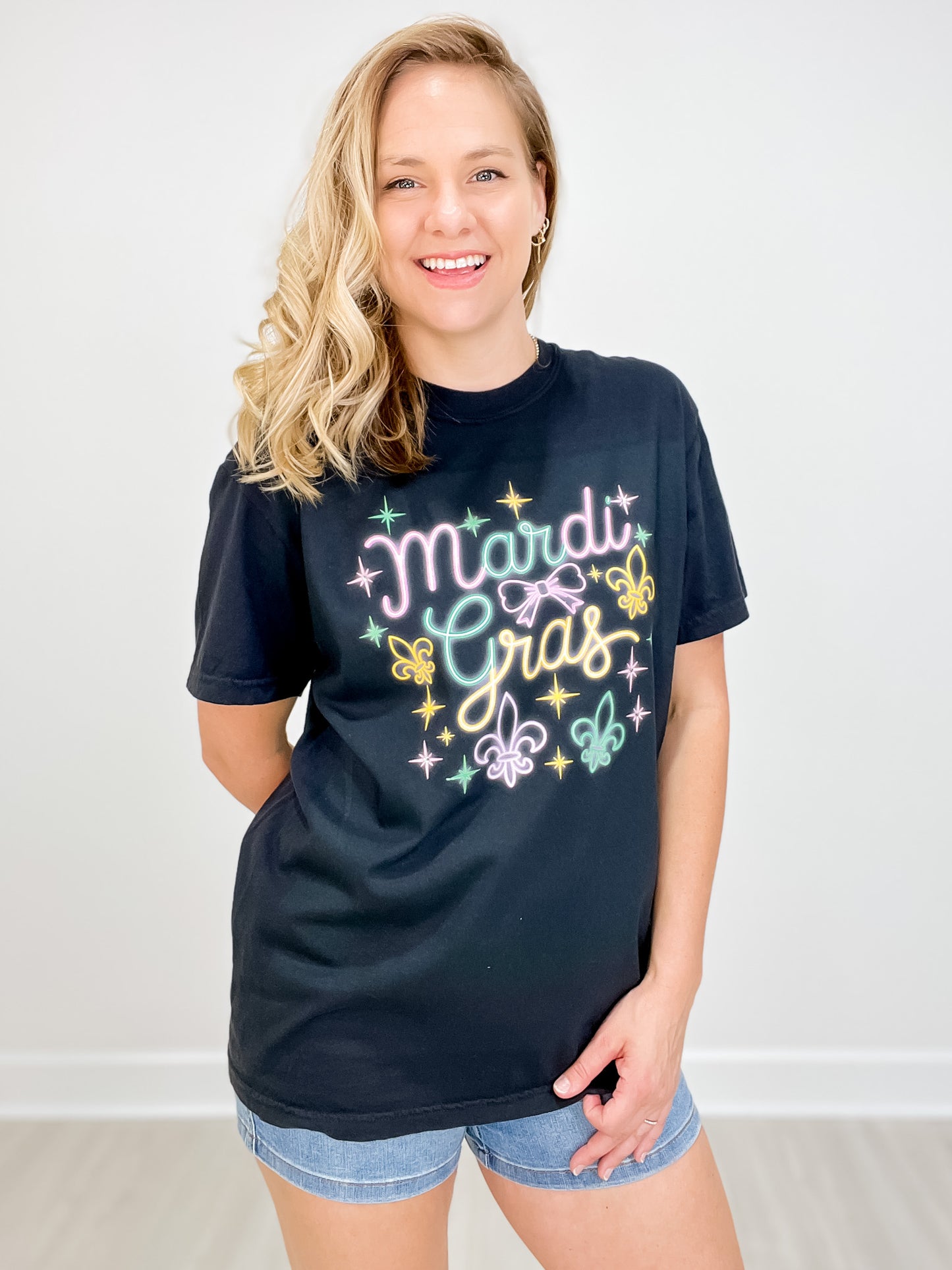 Neon Mardi Gras Rhinestone Graphic Tee