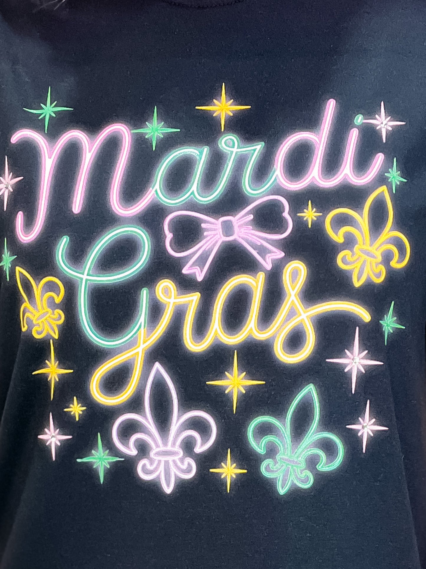 Neon Mardi Gras Rhinestone Graphic Tee