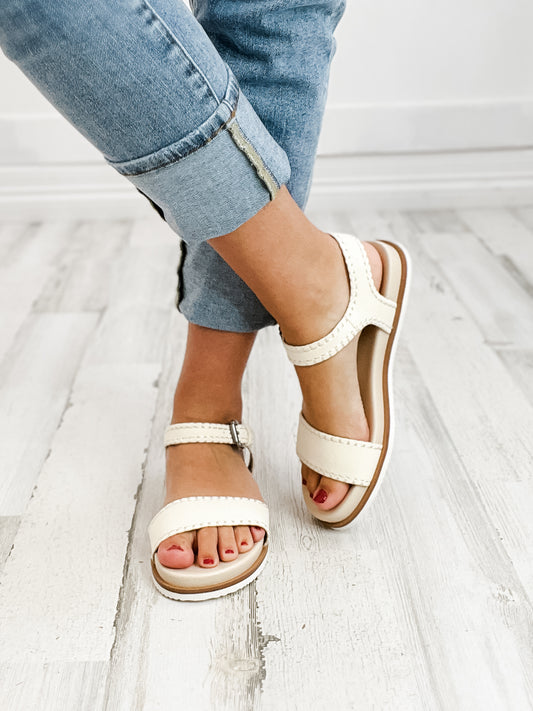 MIA Sofee Whipstitched Sandal in Bone