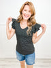 Get A Little Crazy V-Neck Butterfly Cap Sleeve Top