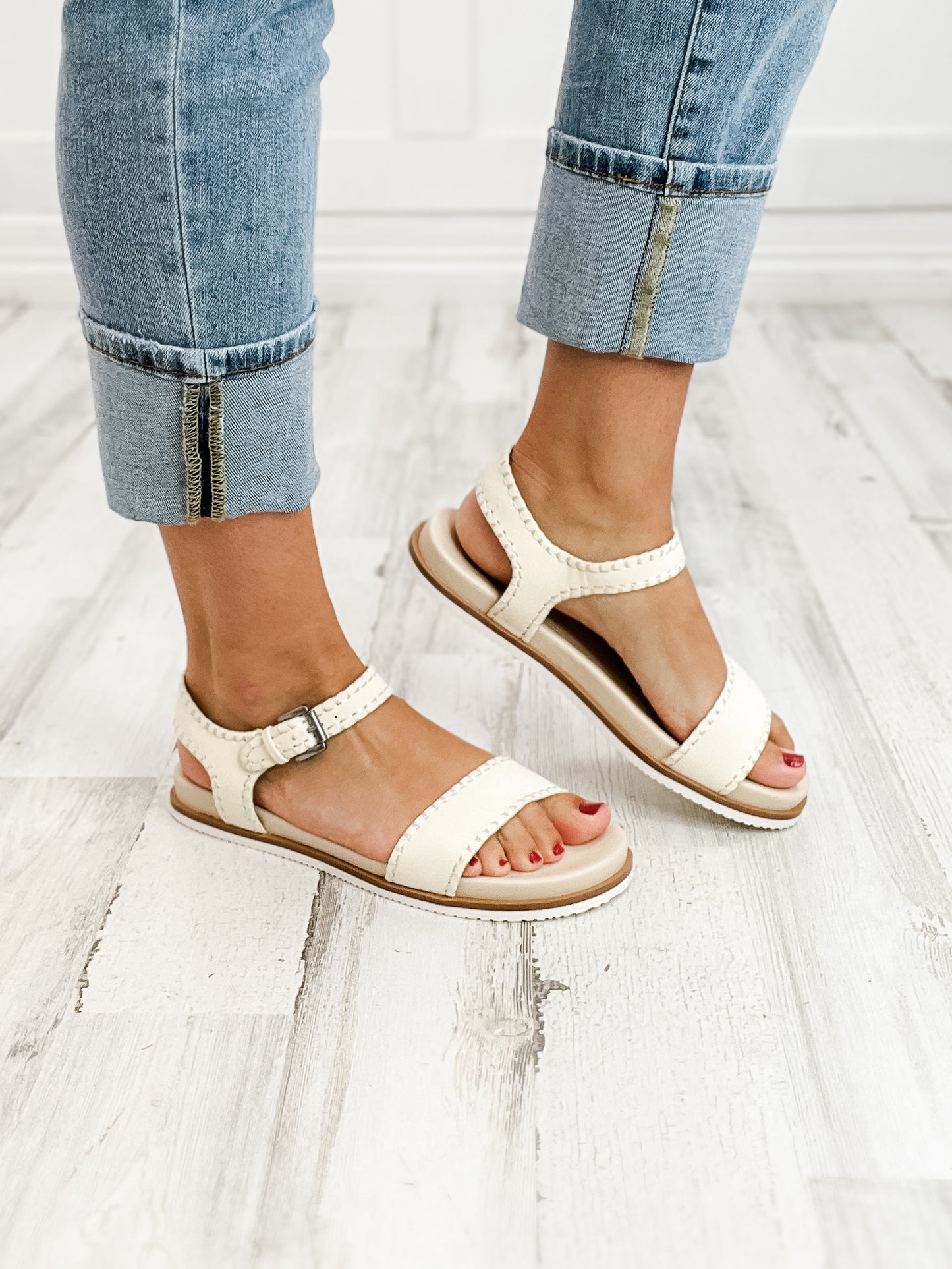 MIA Sofee Whipstitched Sandal in Bone