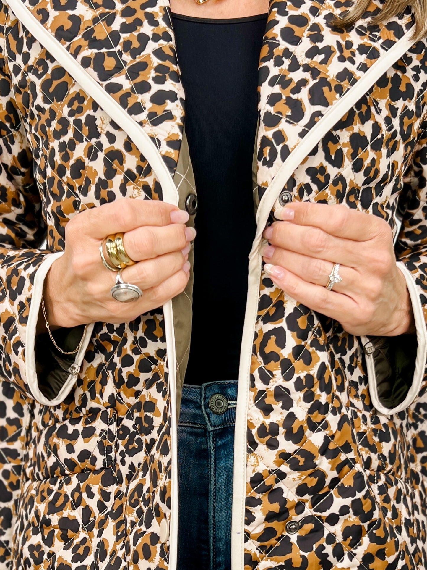 Quilted Leopard Print Belted Coat
