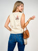 Western Motif Embroidered Sleeveless Top