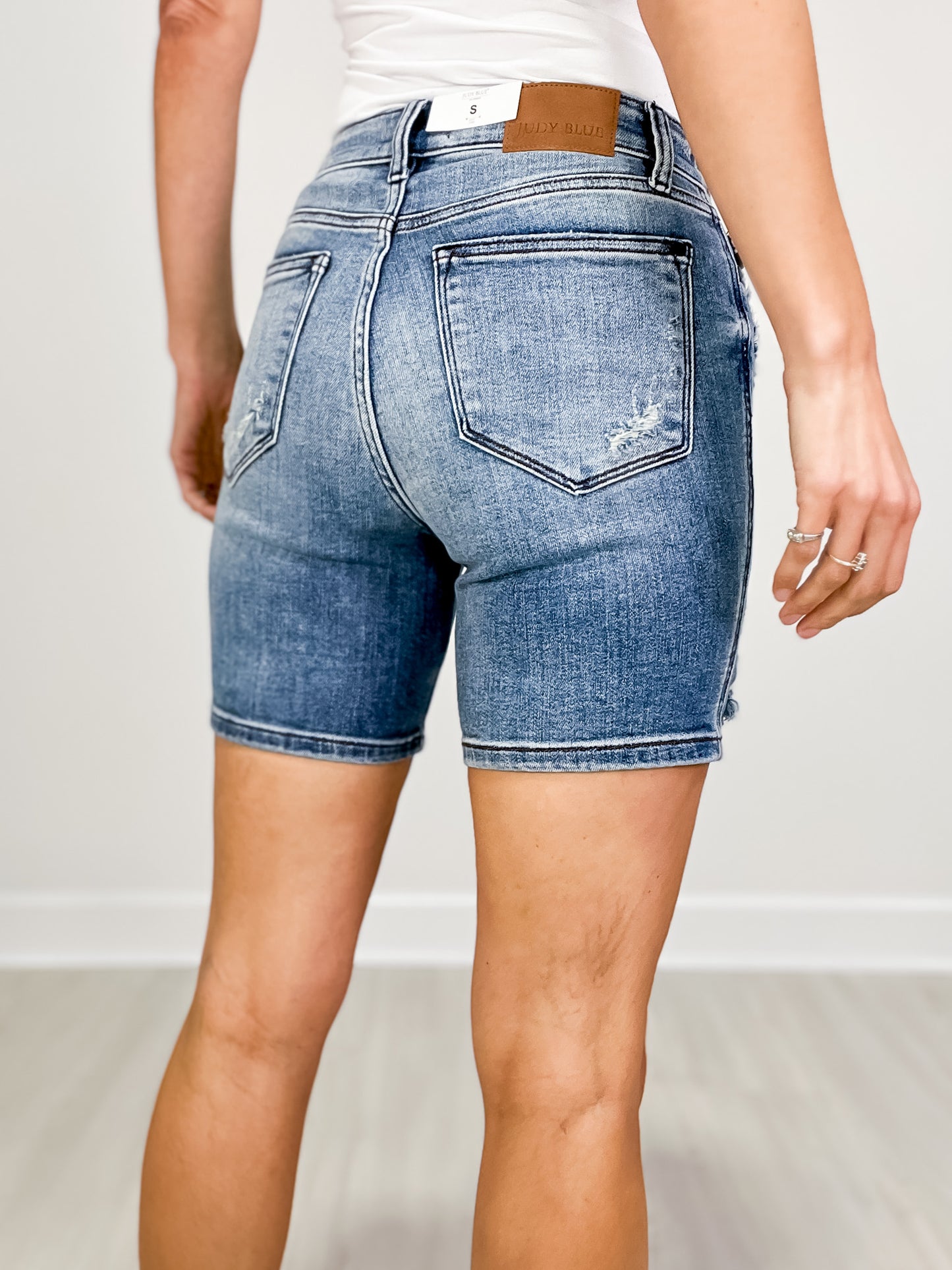 Judy Blue DYLAN Button Fly Mid Rise Distressed Shorts