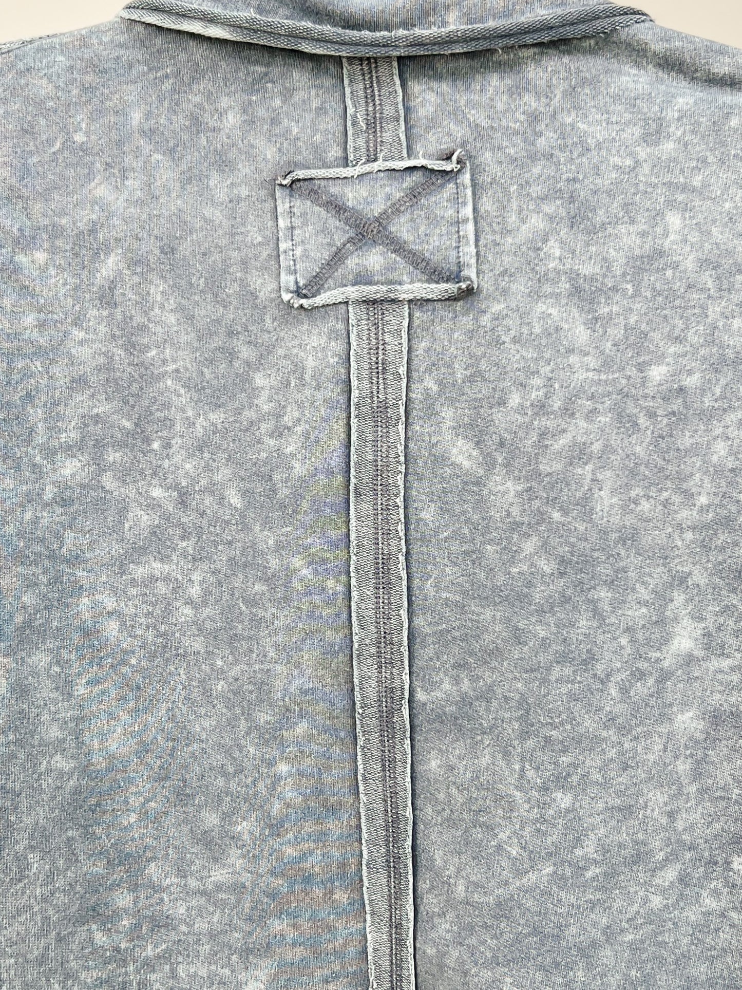 Washed Long Sleeve U Hem Polo Knit Top