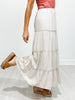 Tiered Elastic Waistband Maxi Skirt