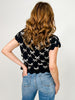 Bow Pattern Round Neck Short Sleeve Knit Sweater