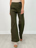 Gold Button Hem Gala Pants with Side Pockets in Olive