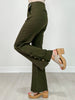 Gold Button Hem Gala Pants with Side Pockets in Olive