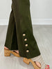Gold Button Hem Gala Pants with Side Pockets in Olive
