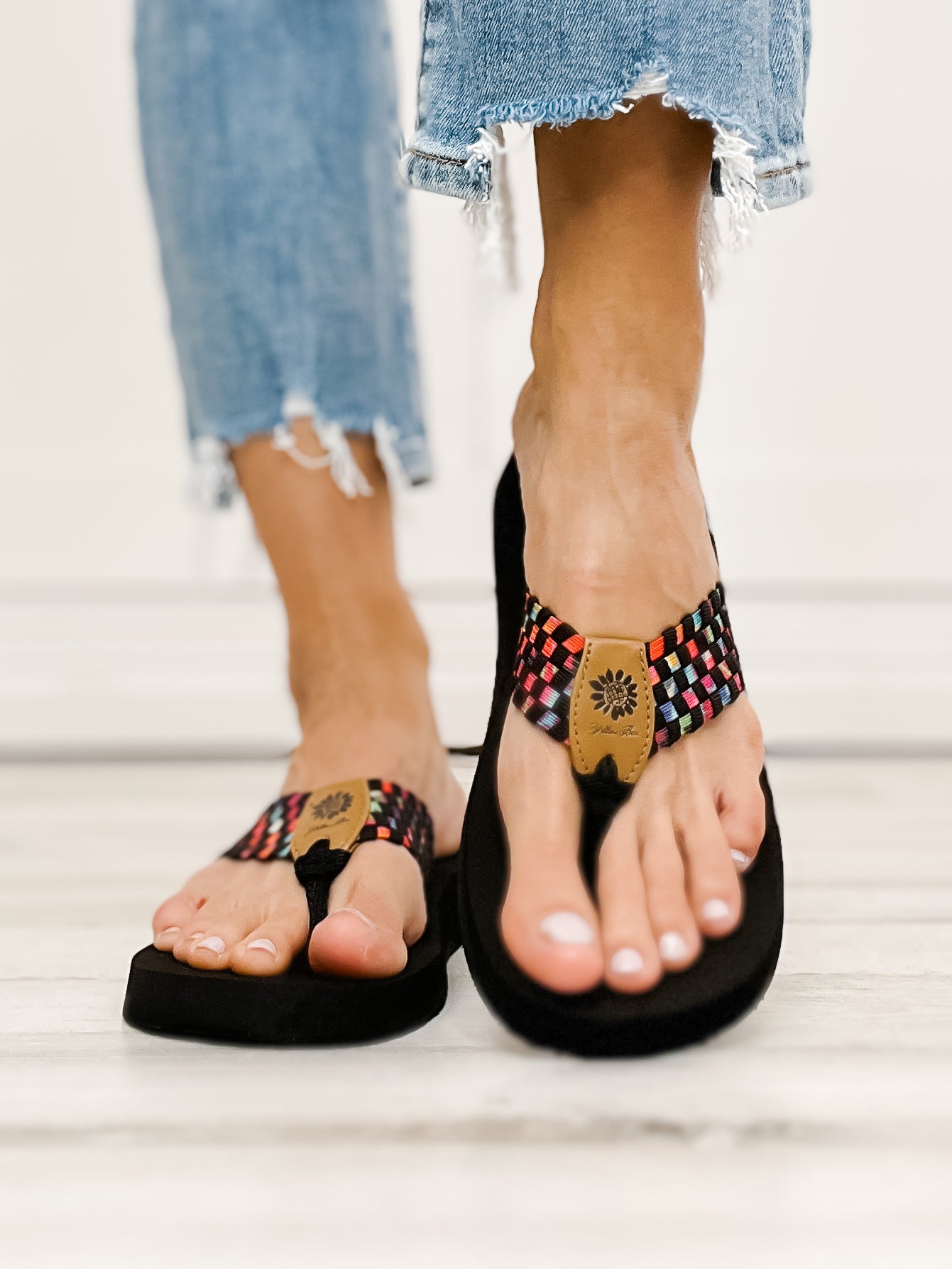 Yellowbox Soleil Flip Flop Shoes in Black Multi