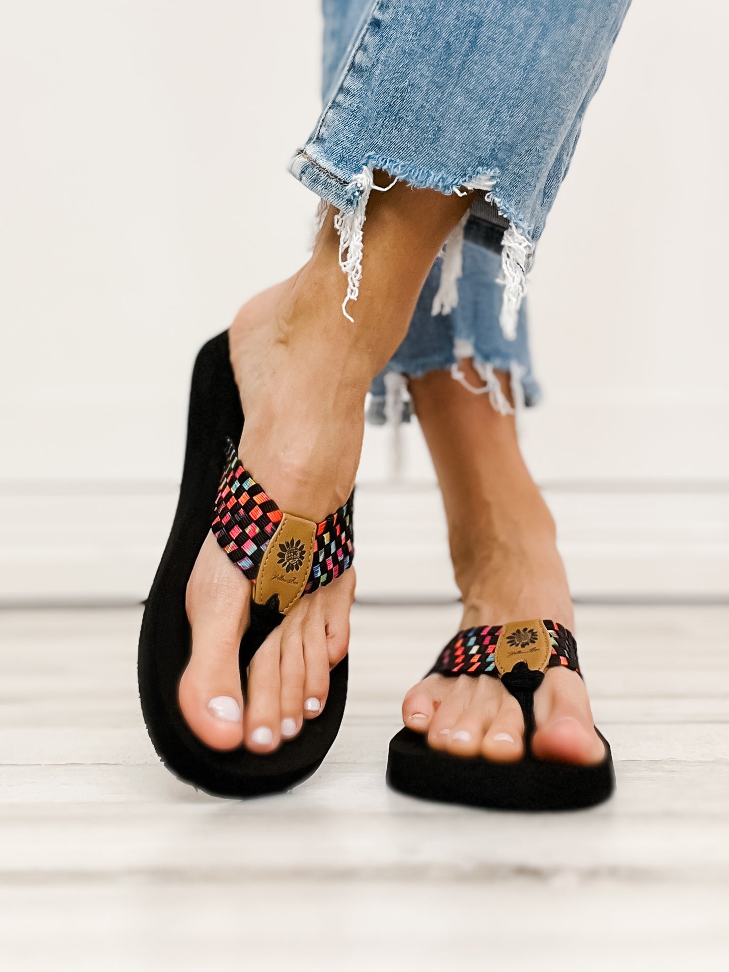 Yellowbox Soleil Flip Flop Shoes in Black Multi