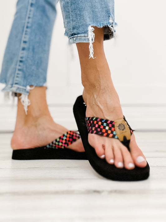 Yellowbox Soleil Flip Flop Shoes in Black Multi