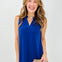 Sleeveless Lizzy Top with Mandarin Collar in Navy